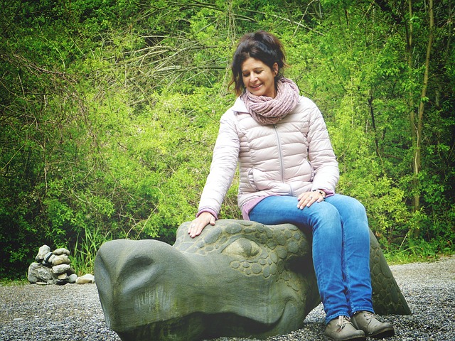 dragon, woman, fantasy, fairy tale, forest, tame, friendship, education, mother, peace, together, menopause, battle, victory, tenderness, love, stone, sculpture, playground, nature, magic, partnership, courage, open-mindedness, soul, boss - hormonal health