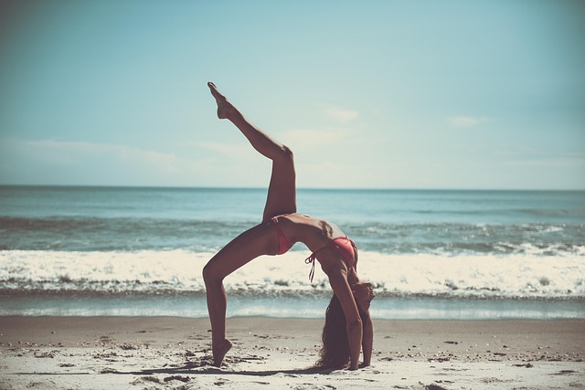 beach, yoga, athlete, nature, sportive, skinny, slim, ocean, woman, relaxation, sand, sea, seashore, tropical, water, exercise, stretching, flexible - hormonal health