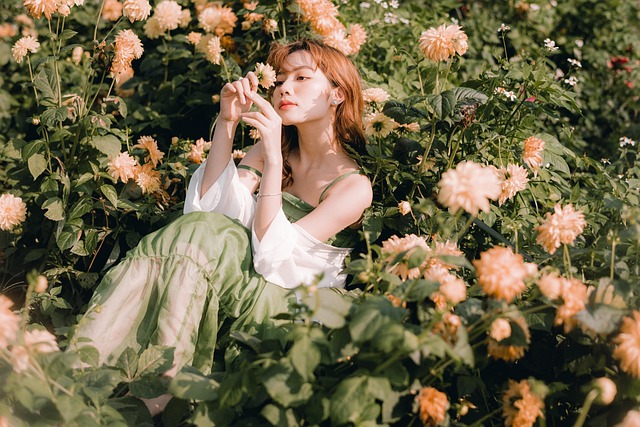 asian woman, garden, beautiful flowers, outdoors, woman, nature, portrait, young woman, female, model, flower background, pose, posing, fashion, flower wallpaper, vietnam, vietnamese woman, vietnamese, flowers - hormonal health
