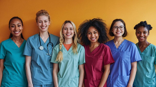 ai generated, women, nurses, smiling, uniform, hospital, group, health, medicine - hormonal health